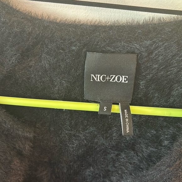 NIC+ZOE Grey Furry Cardigan with Embellished rhinestones - Picture 2 of 5